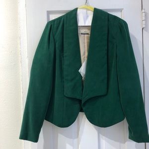 NEW! Anthropologie cropped hunter green blazer